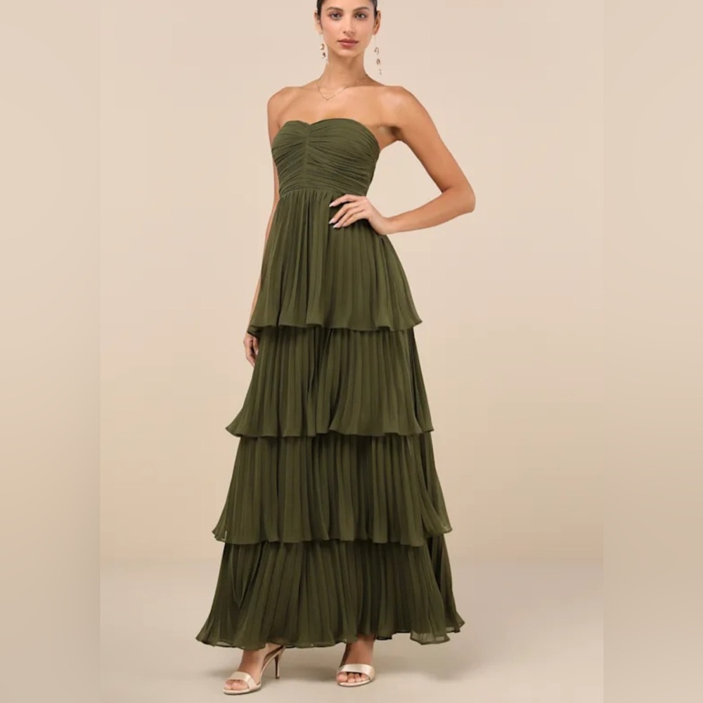 Lulus Olive Green Tiered Maxi Dress